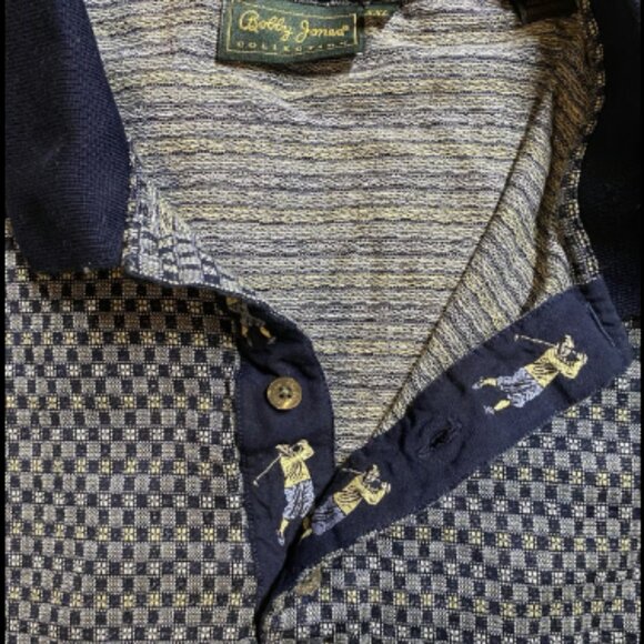 Awesome Vintage Knit Cotton Geometric Bobby Jones Golf Polo - 2XL Made in Italy - Picture 2 of 4